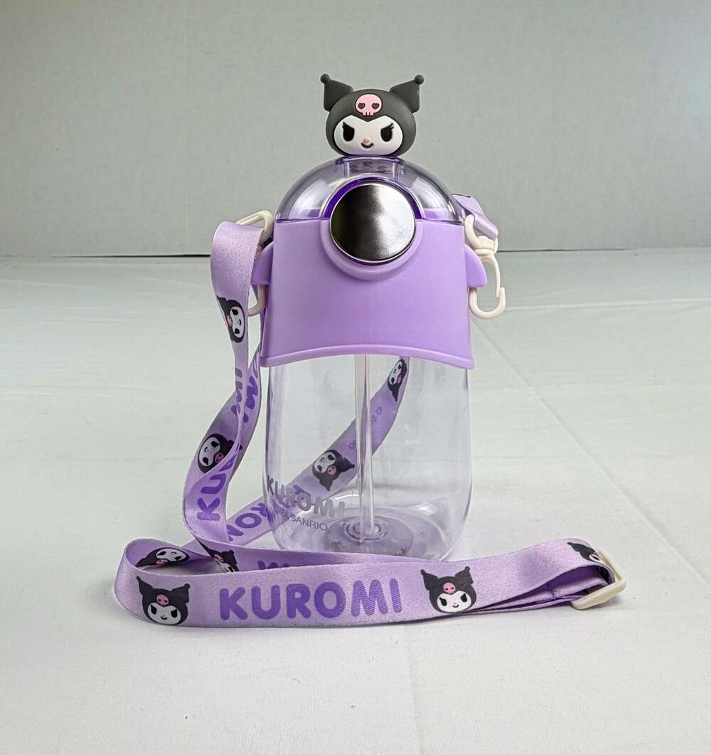 Sanrio Kuromi 630ml Water Bottle with Straw and Strap